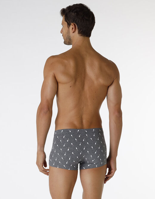 Lovable Boxer Printed Stretch Cotton in cotone elasticizzato, grigio melange stampato Vendite Flash