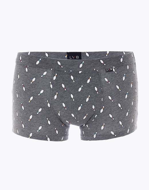 Lovable Boxer Printed Stretch Cotton in cotone elasticizzato, grigio melange stampato Vendite Flash