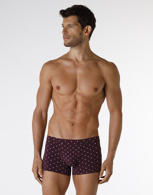 Lovable Boxer Classic Cotton Modal, bordeaux con stampa geometrica Nuova