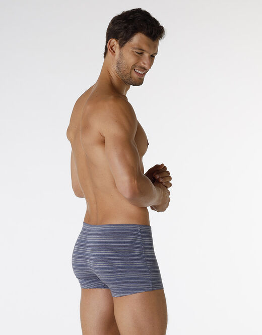 Lovable Boxer Rephined Cotton Modal, blu melange a righe Vendita