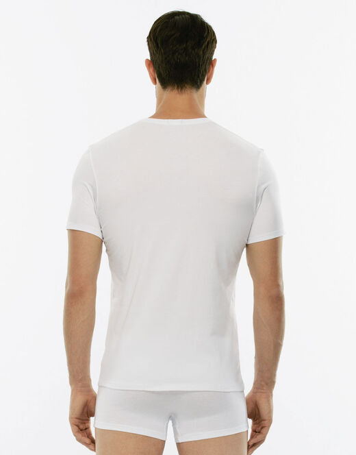 Lovable T-Shirt uomo con scollo a V profondo Supima Premium Cotton, bianco Pezzi Unici