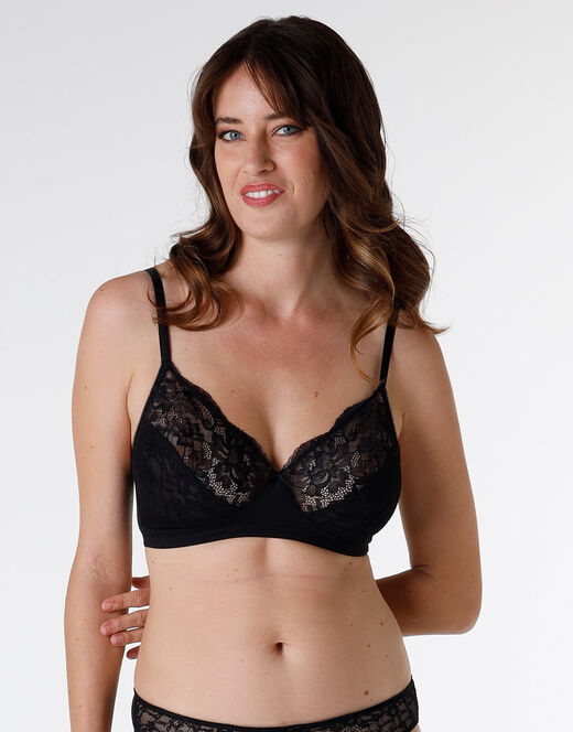 Lovable Reggiseno senza ferretto Sophisticated Lace in pizzo e tulle, nero Officina