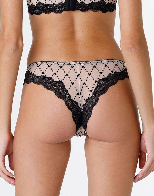 Lovable Brasiliano Velvet Tulle in pizzo e tulle, skin e nero Vendita Economica