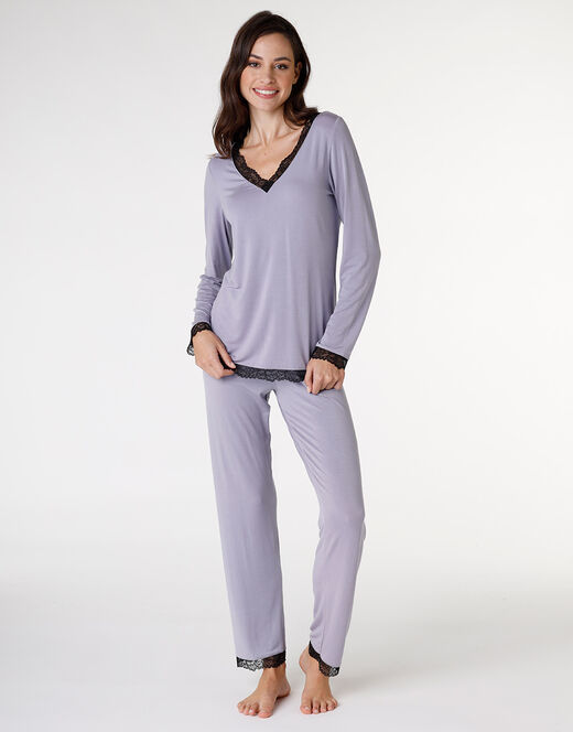 Lovable Pigiama lungo in jersey di modal, tornado chiaro Vendite Flash