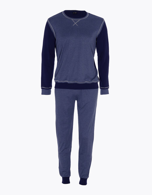 Lovable Pigiama lungo in Interlock filato melange, blu navy e blu melange 2025