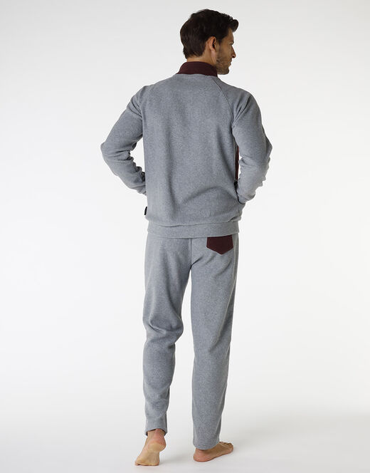 Lovable Homewear aperto in pile, grigio melange scuro e bordeaux Pezzi Unici