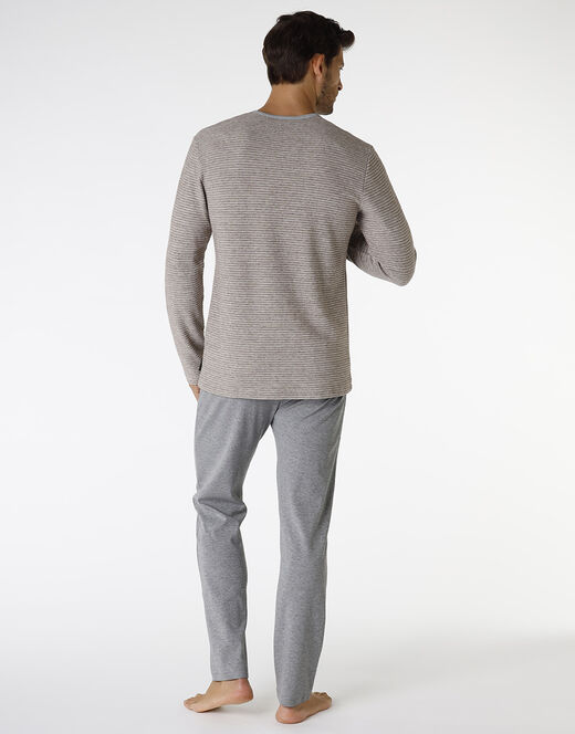 Lovable Pigiama lungo in interlock, corda scuro e grigio Economico