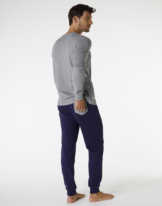 Lovable Pigiama lungo in cotone, grigio melange scuro stampa bowling Offerta settimanale