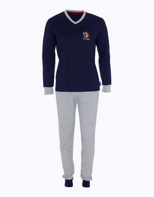 Lovable Pigiama in jersey di cotone, blu navy e grigio melange Only for today
