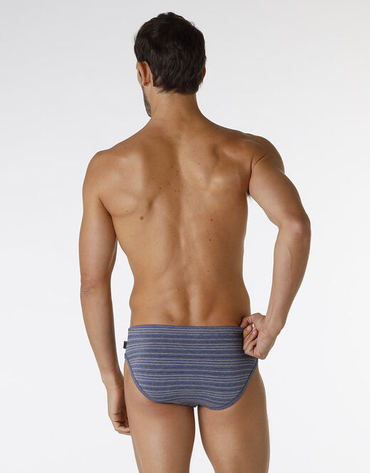 Lovable Slip Rephined Cotton Modal, blu melange a righe In Linea
