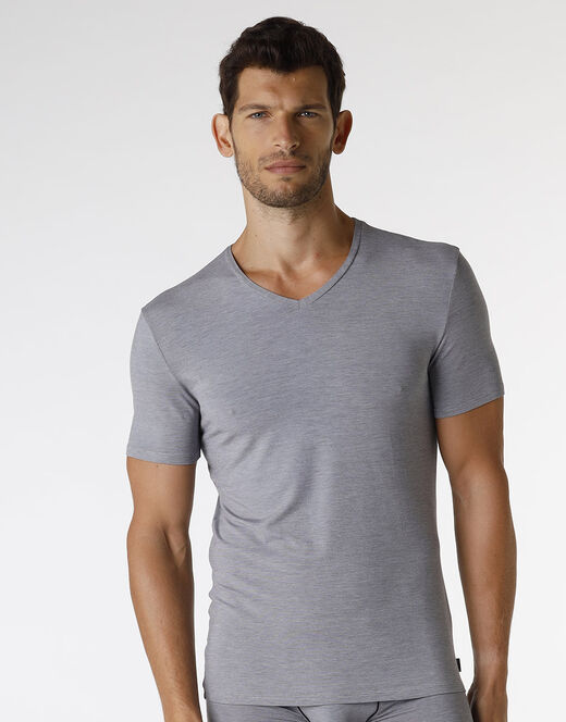 Lovable T-shirt con scollo a V Micromodal Fil a Fil, grigio melange Vendita