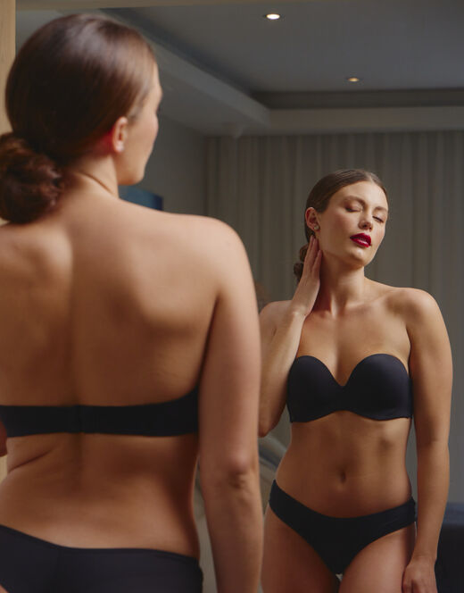 Lovable Balconette imbottito strapless, nero Nuova