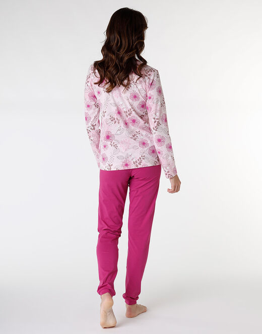 Lovable Pigiama lungo in jersey di cotone, rosa con stampa floreale Offerta Pasqua