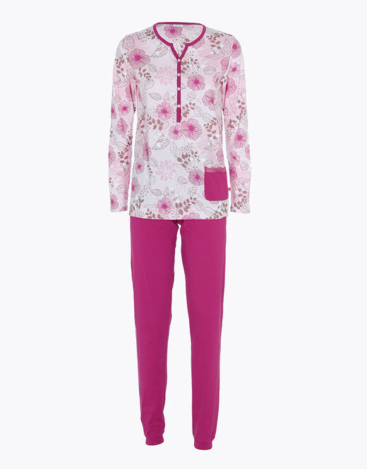 Lovable Pigiama lungo in jersey di cotone, rosa con stampa floreale Offerta Pasqua