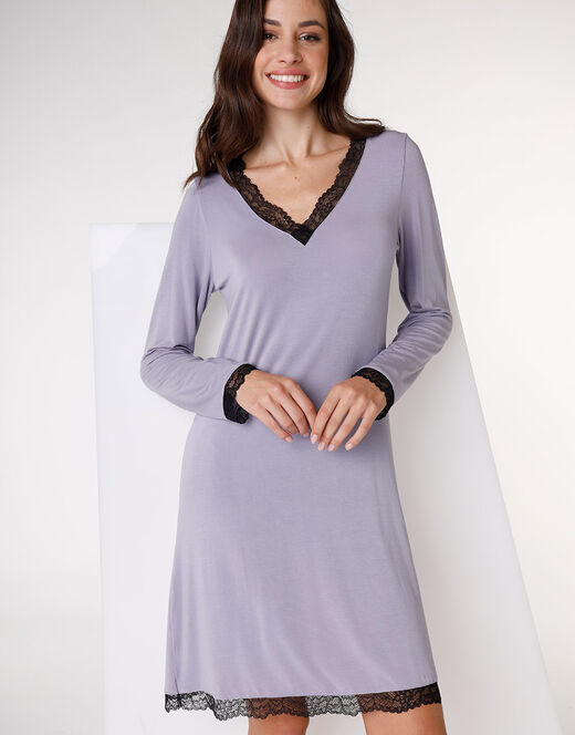 Lovable Camicia da notte in jersey di modal elasticizzato, tornado chiaro Consegna Veloce