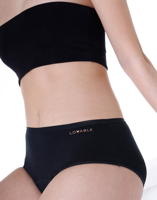 Lovable Slip midi assorbente lavabile in cotone elasticizzato, nero Presa