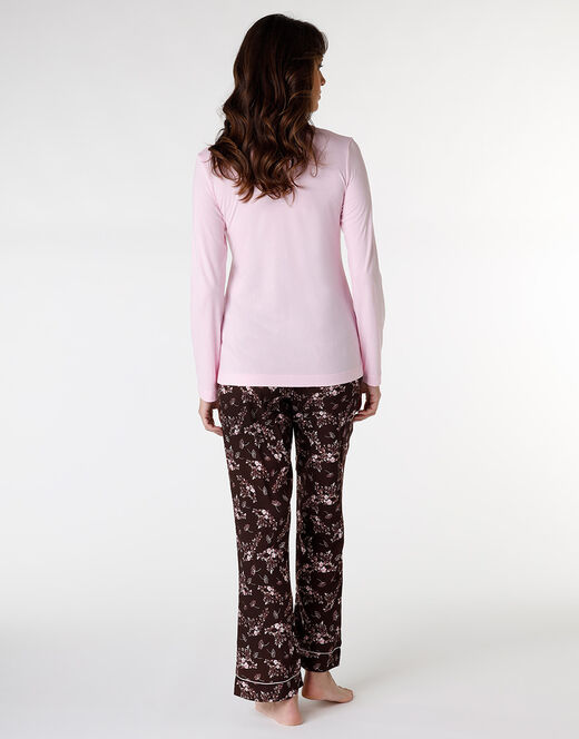 Lovable Pigiama lungo in jersey modal e viscosa, rosa con stampa floreale Online