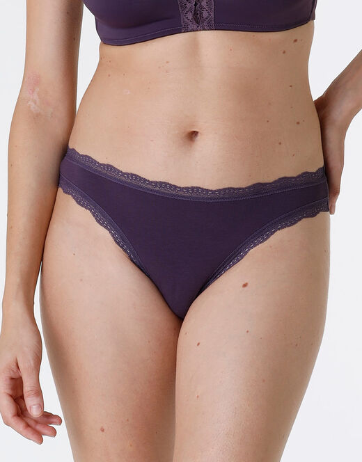 Lovable Slip Lovable Panties in cotone e pizzo elasticizzati, tornado scuro Vendite Flash