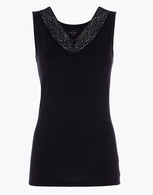 Lovable Canotta Donna Warm & Soft in Viscosa Spalla Larga con Pizzo, nera 2025