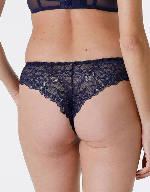 Lovable Brasiliano Striped Lace in pizzo e microfibra, blu scuro Italy