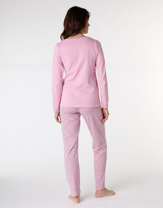 Lovable Pigiama lungo in jersey di cotone, rosa con motivi e stampa Outlet