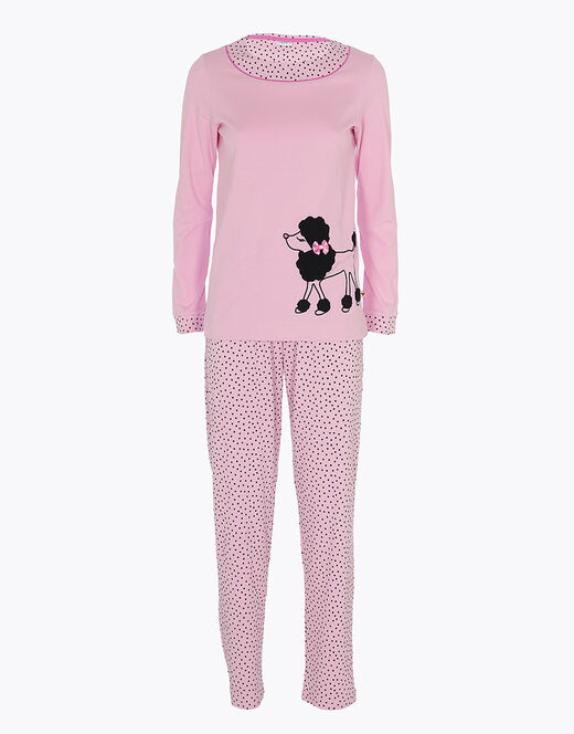 Lovable Pigiama lungo in jersey di cotone, rosa con motivi e stampa Outlet
