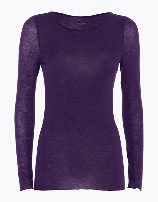 Lovable Maglia con scollo a barchetta e manica lunga in modal e cashmere, tornado scuro In Linea