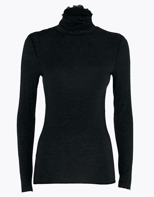 Lovable Maglia a collo alto e manica lunga in modal e cashmere, nero Vendita
