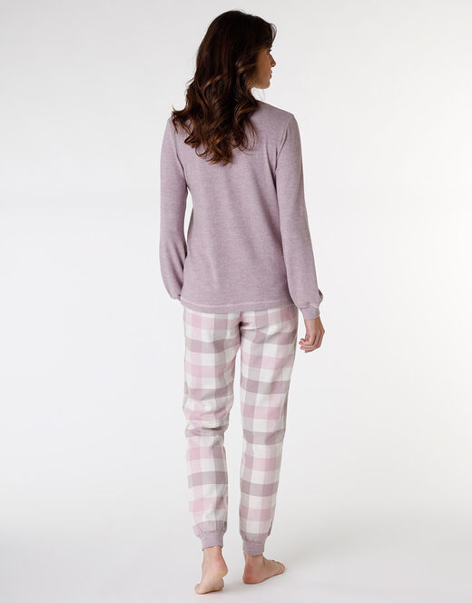 Lovable Homewear chiuso in flanella di cotone, rosa grigio Sottocosto