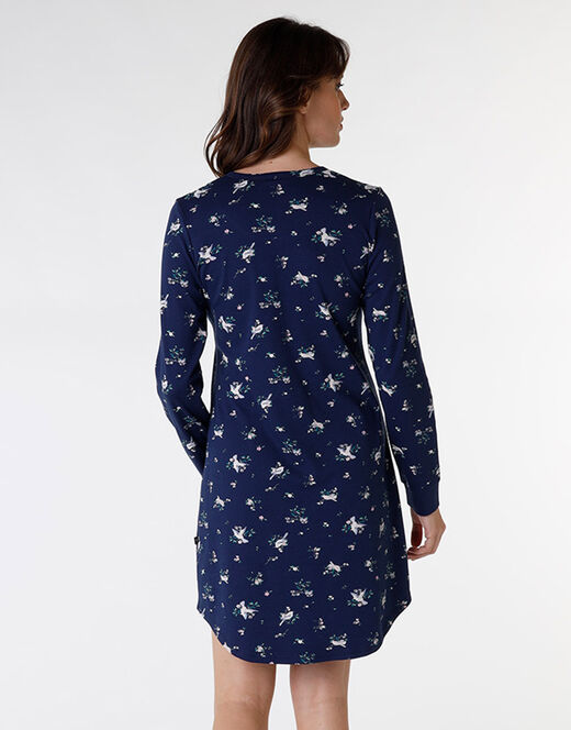 Lovable Camicia da notte in interlock di cotone, blu stampato Online