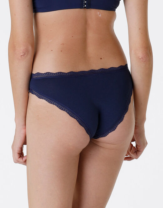 Lovable Slip Lovable Panties in cotone e pizzo elasticizzati, blu scuro Saldi