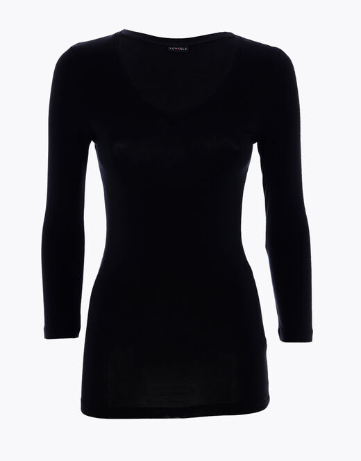 Lovable Maglia con manica a 3/4 effetto thermal Basic Soul, nero Vendita Calda