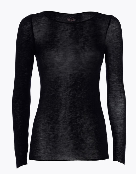 Lovable Maglia con scollo a barchetta e manica lunga in modal e cashmere, nero Negozio