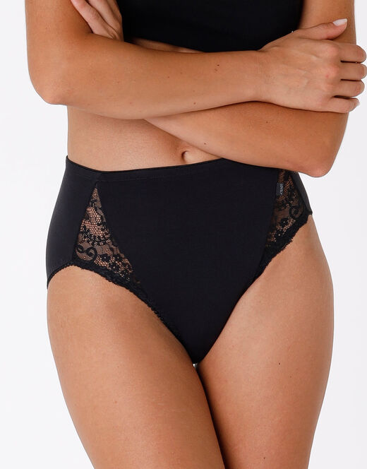 Lovable Slip midi Lovely Charme nero in cotone elasticizzato con pizzo Spedizione Gratuita