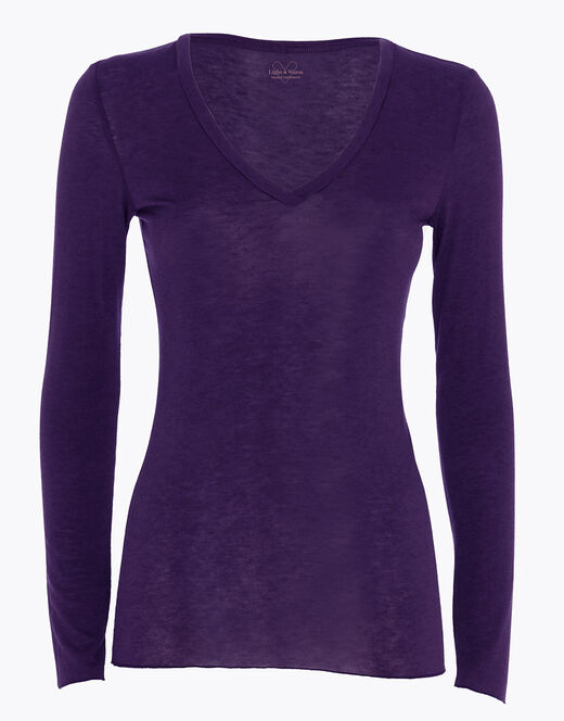 Lovable Maglia a manica lunga con scollo a V in modal e cashmere, tornado scuro Soddisfazione Garantita