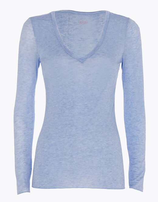 Lovable Maglia a manica lunga con scollo a V in modal e cashmere, ortensia Prezzo Ridotto