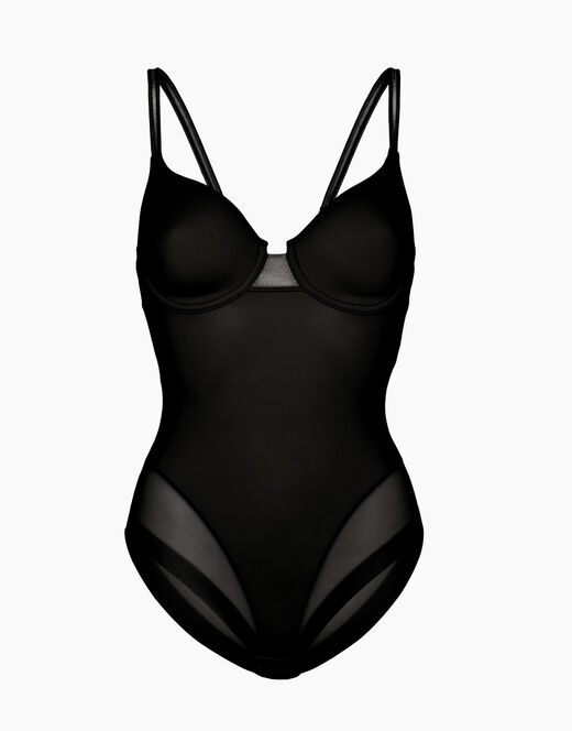 Lovable Body contenitivo con ferretto in microfibra e tulle Millenium Equilibre, nero Presa