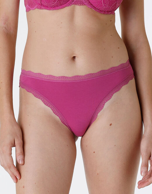 Lovable Slip Lovable Panties in cotone e pizzo elasticizzati, rosa sorbetto Online