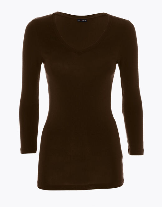 Lovable Maglia con manica a 3/4 effetto thermal Basic Soul, caffè Hotsell