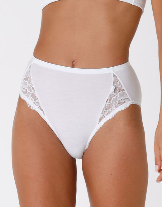 Lovable Slip midi Lovely Charme bianco in cotone elasticizzato con pizzo Affare Del Giorno