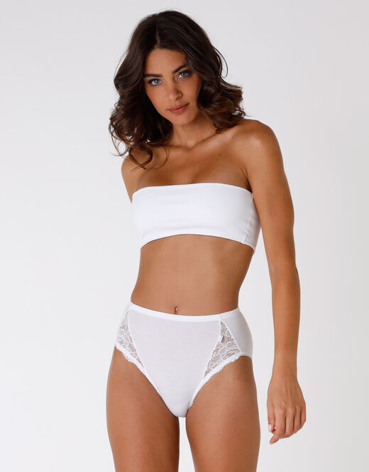 Lovable Slip midi Lovely Charme bianco in cotone elasticizzato con pizzo Affare Del Giorno
