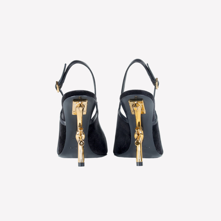Roberto Festa SLINGBACK IN VELLUTO CON TACCO SCULTURA LOGO SANDY Prezzo Ridotto