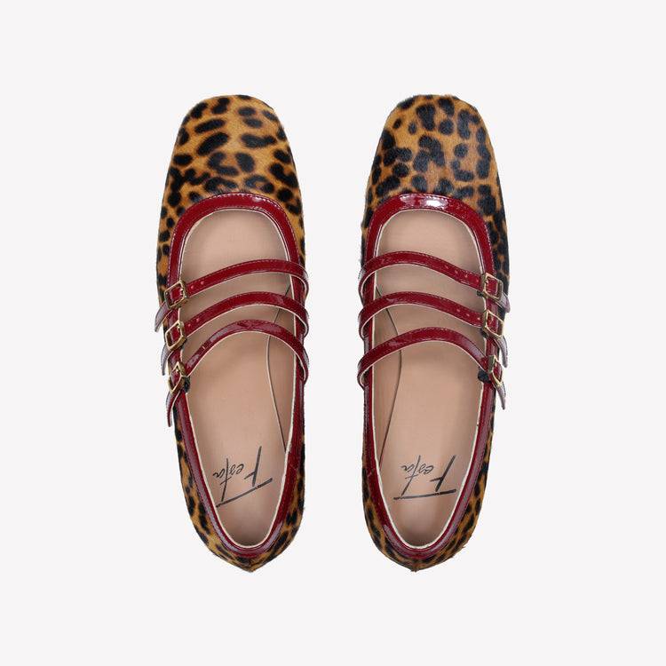 Roberto Festa DECOLLETE’ MARY JANE IN PELLE DI VITELLO CON STAMPA LEOPARDATA E CINTURINI MATY Offerta