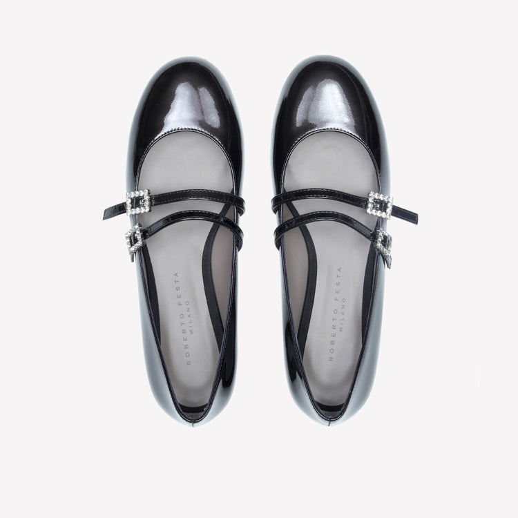Roberto Festa BALLERINA IN VERNICE CON DOPPIO CINTURINO E FIBBIE STRASS DITS Outlet