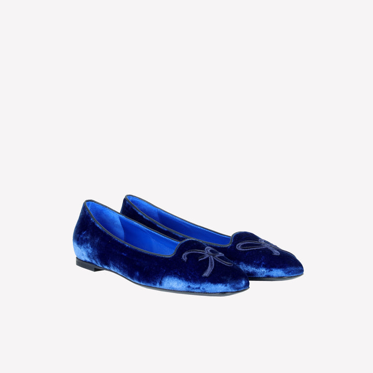 Roberto Festa BALLERINA IN VELLUTO BLU CHINA CON RICAMO RF FELIX Saldi