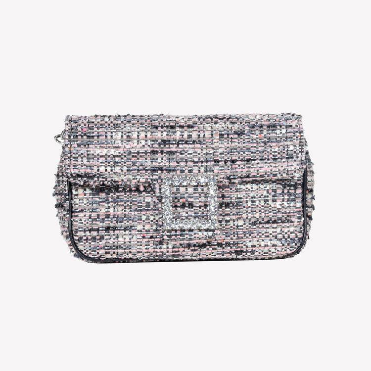 Roberto Festa BORSA A SPALLA IN TESSUTO MULTICOLOR CON ACCESSORIO FIBBIA QUADRA CON CRISTALLI LUNETTE Fornitura limitata