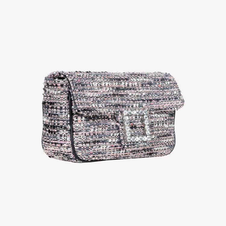 Roberto Festa BORSA A SPALLA IN TESSUTO MULTICOLOR CON ACCESSORIO FIBBIA QUADRA CON CRISTALLI LUNETTE Fornitura limitata