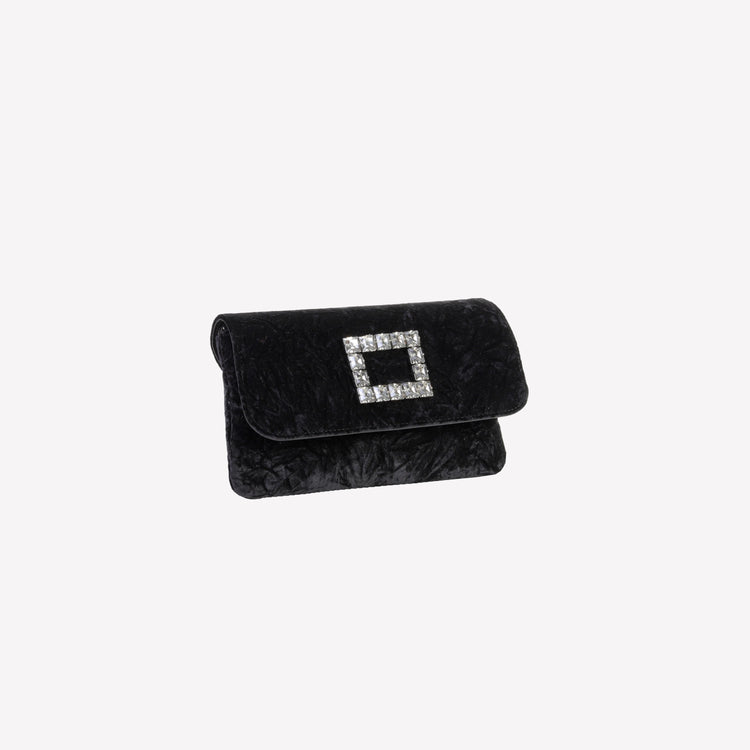 Roberto Festa BORSA IN VELLUTO NERO CON ACCESSORIO STRASS CAPRI LUX Nuova
