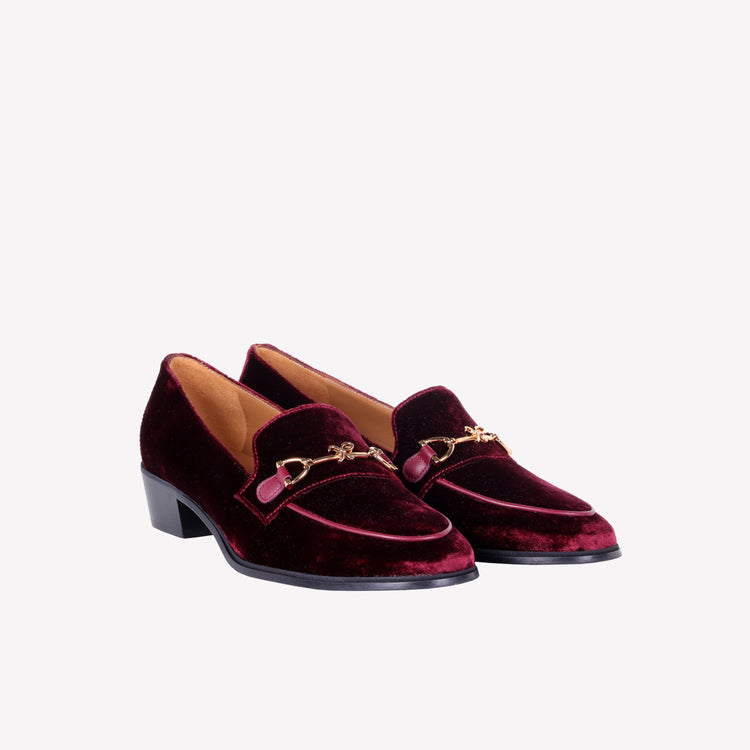 Roberto Festa MOCASSINO IN VELLUTO BORDEAUX CON ACCESSORIO MORSETTO ORO AXEL Acquista Ora