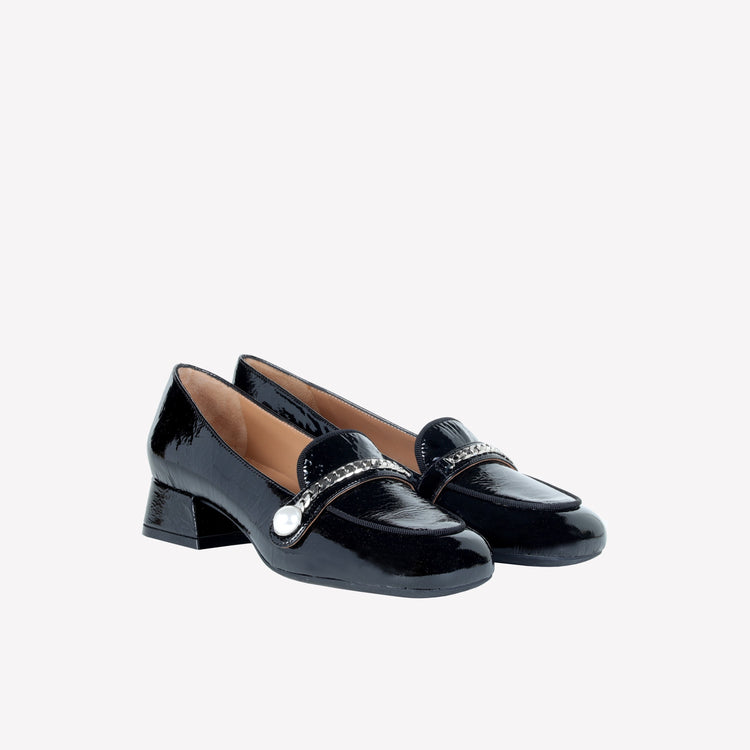 Roberto Festa MOCASSINO IN VERNICE NERA CON ACCESSORIO CATENA ARGENTO DODI Shopping Online
